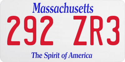 MA license plate 292ZR3