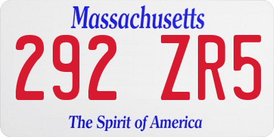 MA license plate 292ZR5