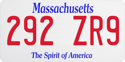 MA license plate 292ZR9