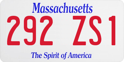 MA license plate 292ZS1