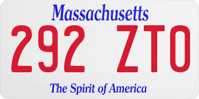 MA license plate 292ZT0