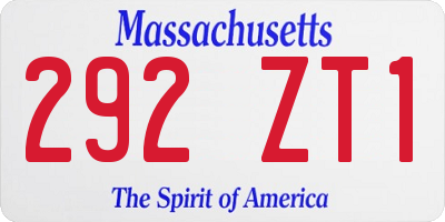 MA license plate 292ZT1