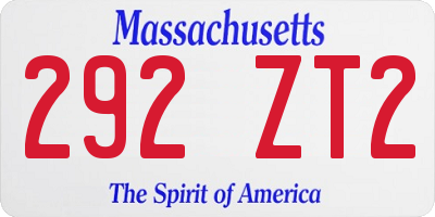 MA license plate 292ZT2