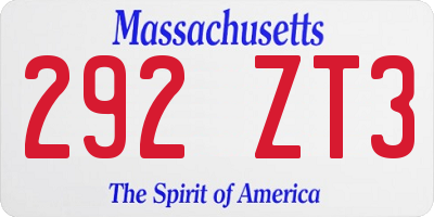 MA license plate 292ZT3