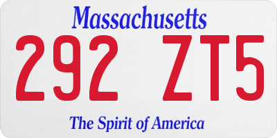 MA license plate 292ZT5