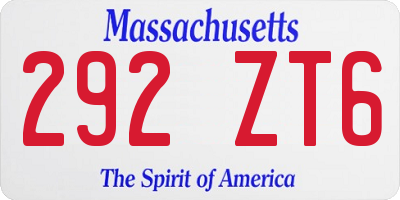 MA license plate 292ZT6