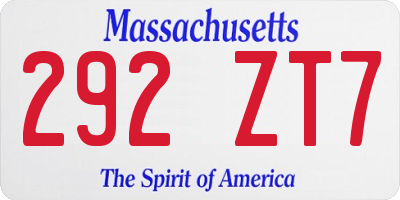 MA license plate 292ZT7