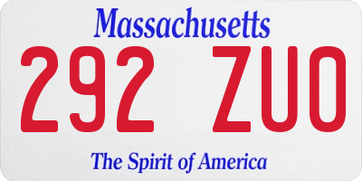 MA license plate 292ZU0