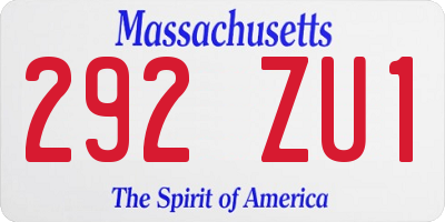 MA license plate 292ZU1