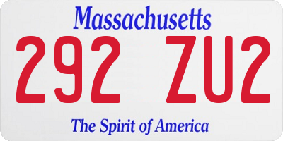 MA license plate 292ZU2