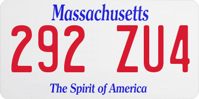 MA license plate 292ZU4