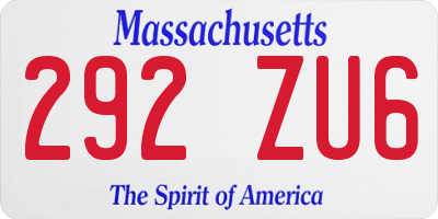 MA license plate 292ZU6