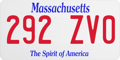 MA license plate 292ZV0