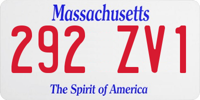 MA license plate 292ZV1
