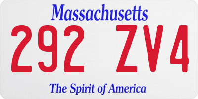 MA license plate 292ZV4