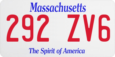 MA license plate 292ZV6