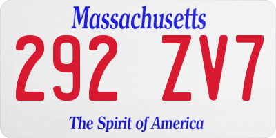 MA license plate 292ZV7