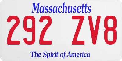 MA license plate 292ZV8