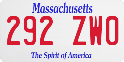 MA license plate 292ZW0