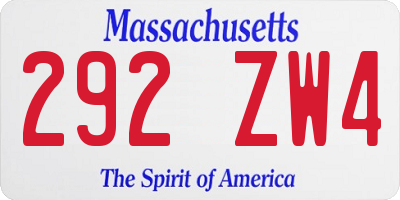 MA license plate 292ZW4