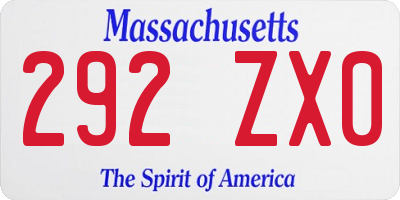 MA license plate 292ZX0