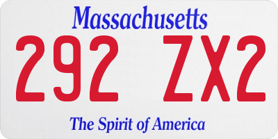 MA license plate 292ZX2