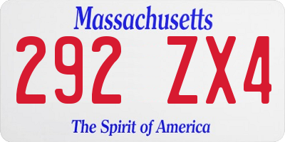 MA license plate 292ZX4