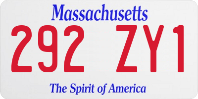 MA license plate 292ZY1