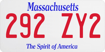MA license plate 292ZY2