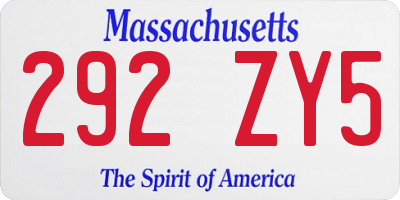 MA license plate 292ZY5