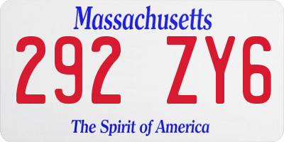 MA license plate 292ZY6