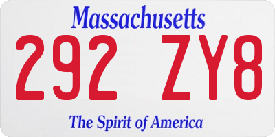 MA license plate 292ZY8