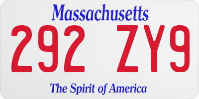 MA license plate 292ZY9