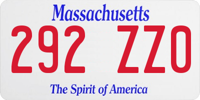 MA license plate 292ZZ0