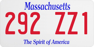 MA license plate 292ZZ1