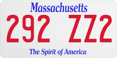 MA license plate 292ZZ2