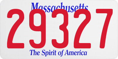 MA license plate 29327