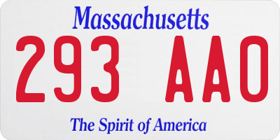 MA license plate 293AA0