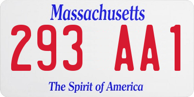 MA license plate 293AA1