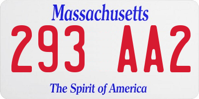 MA license plate 293AA2