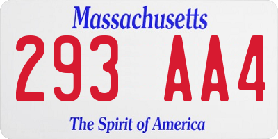 MA license plate 293AA4
