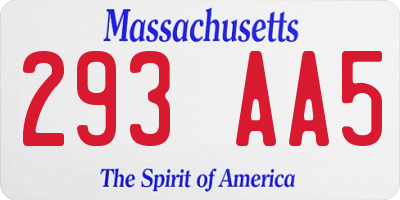 MA license plate 293AA5