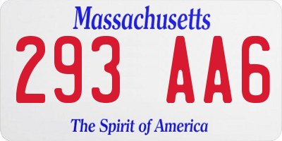 MA license plate 293AA6