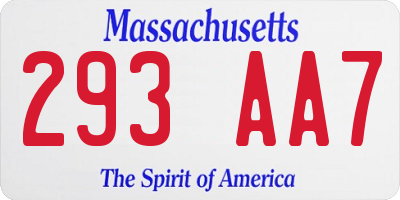MA license plate 293AA7