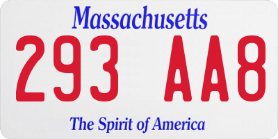 MA license plate 293AA8