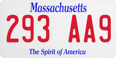 MA license plate 293AA9