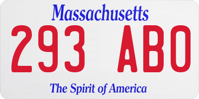 MA license plate 293AB0