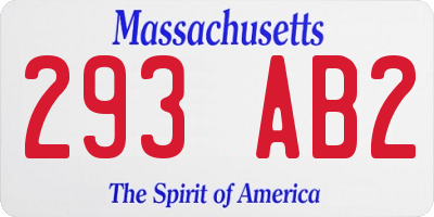 MA license plate 293AB2