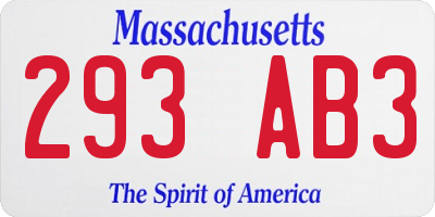 MA license plate 293AB3
