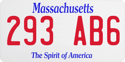 MA license plate 293AB6